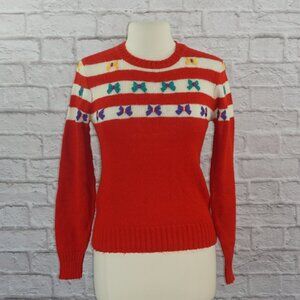 Vintage 60s Huk A Poo Bow Striped Knit Sweater